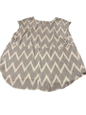 NWOT Daniel Rainn Womens Chevron Sleeveless Blouse 3X Lightweight Polyester Beig